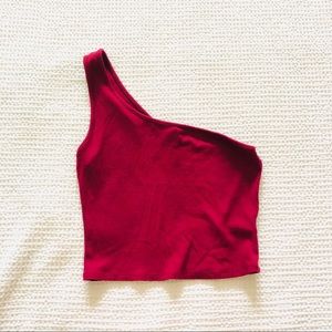 Fun Burgundy one sleeve garage top